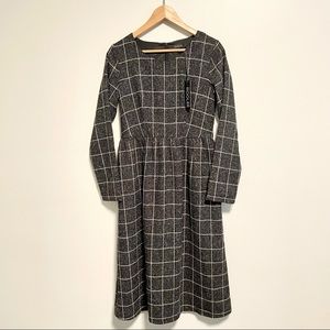 NEW Roolee Windowpane winter fall Midi Dress